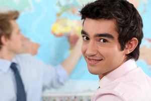 student in geography class