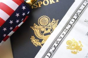 American flag and passport