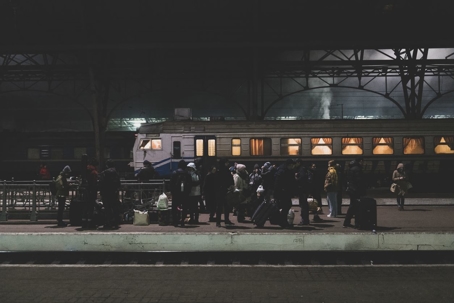 People waiting for a train