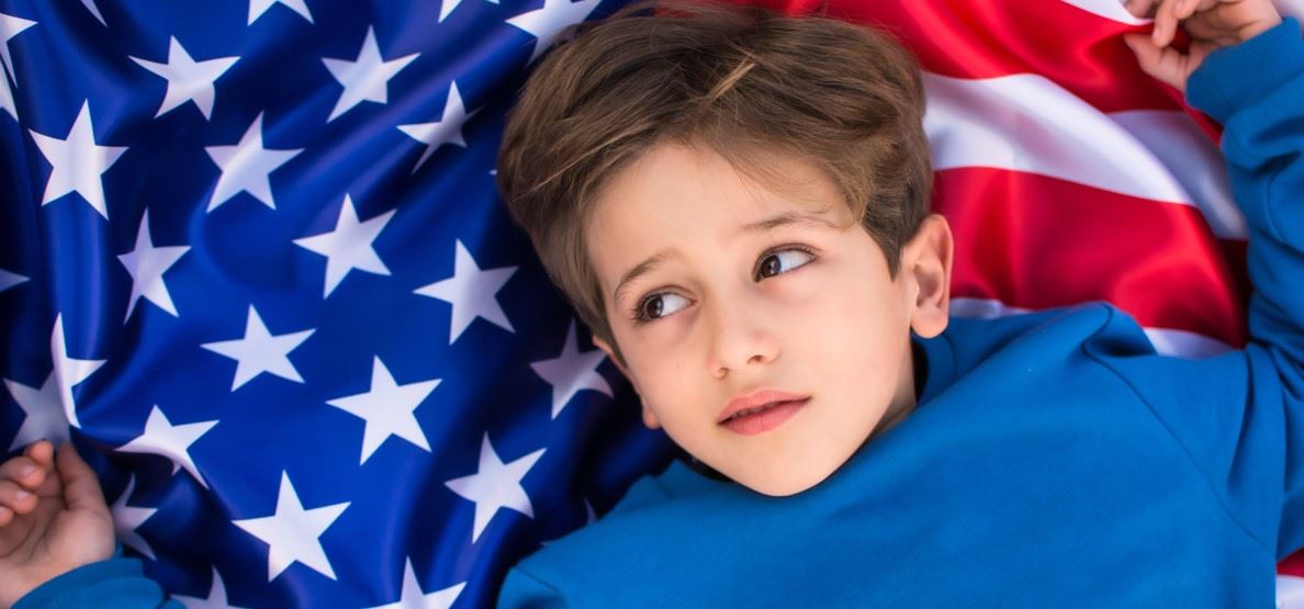 child with American Flag
